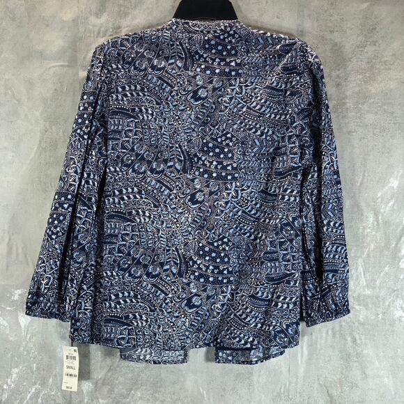 INC INTERNATIONAL CONCEPTS Women's Navy Paisley-Print Button-Up Top SZ S - Picture 2 of 10